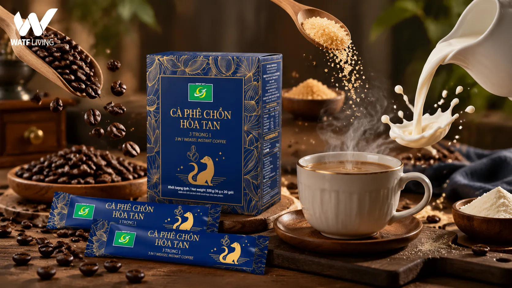 Cà phê Airport Gift 3 in 1 kết hợp hài hòa giữa cà phê, đường và kem sữa Cà phê Airport Gift 3 in 1 kết hợp hài hòa giữa cà phê, đường và kem sữa