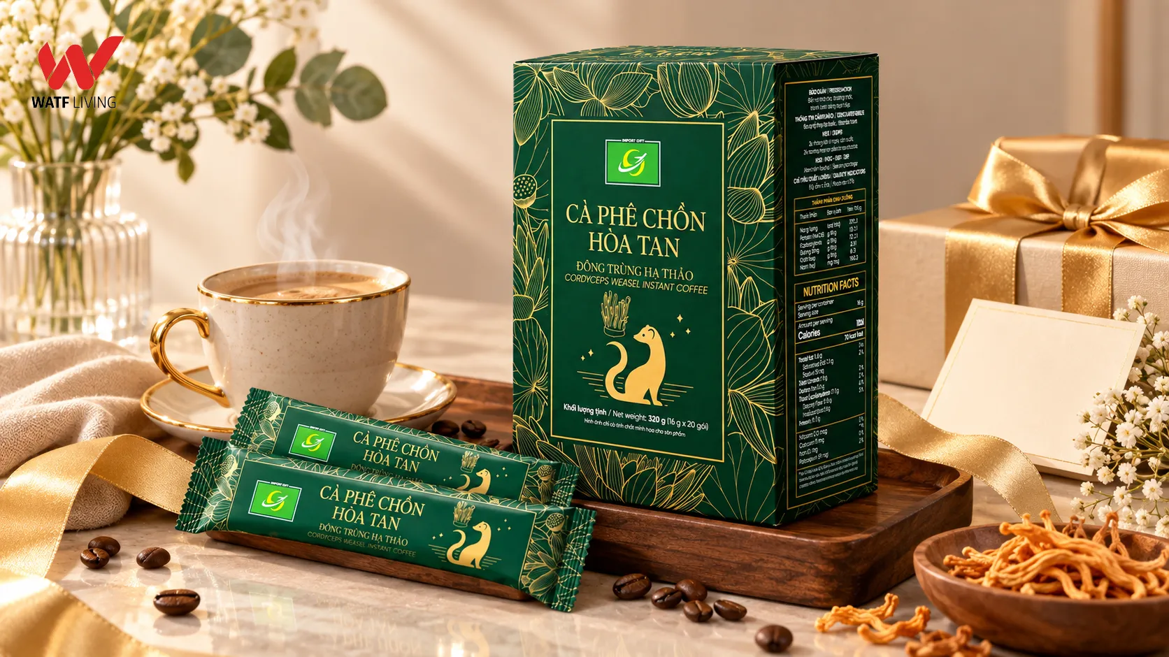 Cà phê Chồn hòa tan Đông trùng Airport Gift – Sự kết hợp giữa cà phê chồn và nguyên liệu đặc biệt