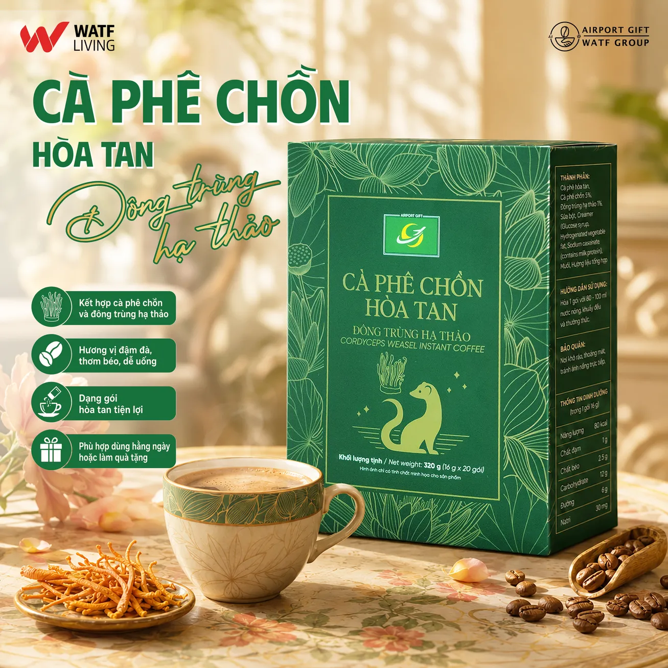 Cà phê Chồn hòa tan Đông trùng hạ thảo - Ảnh 2