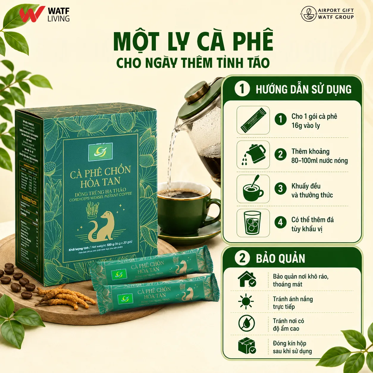 Cà phê Chồn hòa tan Đông trùng hạ thảo - Ảnh 4
