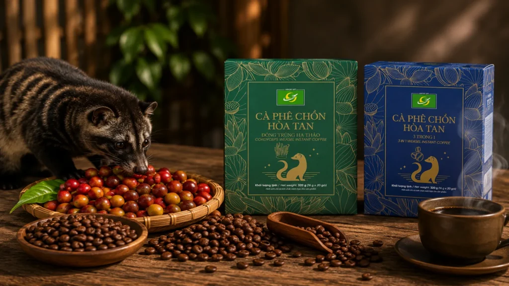 cách sản xuất cà phê chồn
