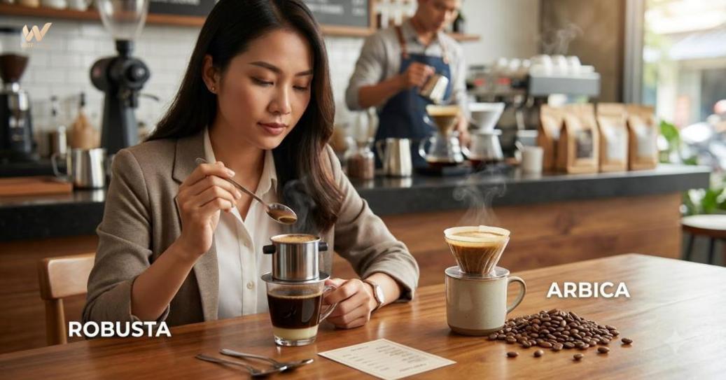 Robusta và Arabica khác vị chua tùy giống hạt, rang, vùng trồng, cách pha