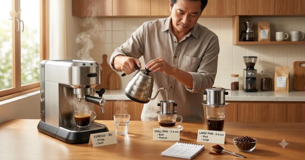 Chọn cách pha cà phê phù hợp với thói quen giúp ly cà phê đậm đà, dễ uống và chuẩn vị hơn.
