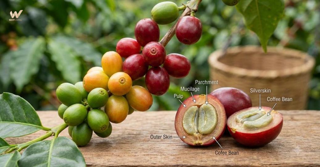 Cấu tạo quả cà phê và quá trình phát triển trái cà phê Cấu tạo quả cà phê và quá trình phát triển trái cà phê